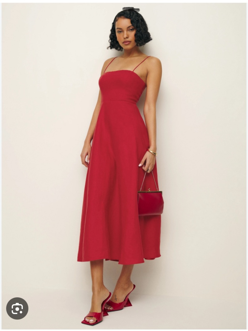 Reformation Monette Linen Dress in Red
